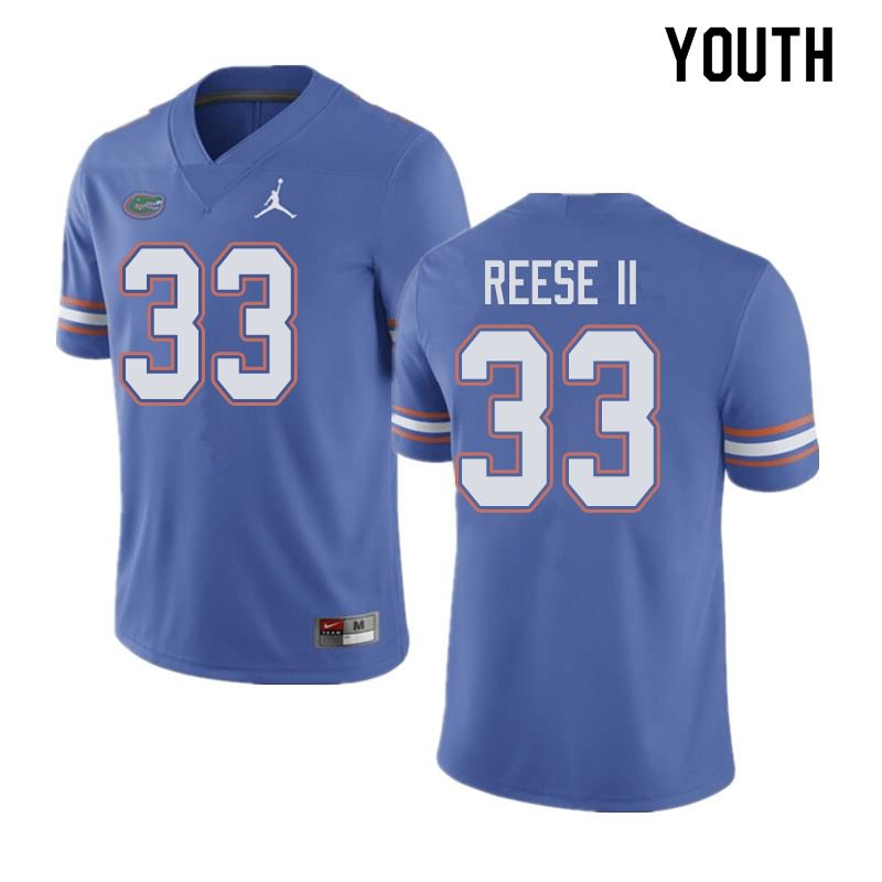 NCAA Florida Gators David Reese II Youth #33 Jordan Brand Blue Stitched Authentic College Football Jersey ZDA8164DG